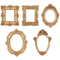 Melitt 5Pcs Vintage Resin Picture Frame Wall Hanging Photo Frame Table Top Jewelry Display Frame Holiday Party Hotel Decor