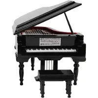 Melitt Miniature Grand Piano Model Kit Musical Instrument with Chair,for Home Office Decoration(Black, Without Music) Small