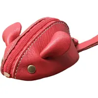 Melitt Vintage Coin Purse Small Wallet Men Women Cute Mouse Storage Bag Zipper Pocket Red