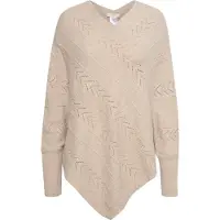 Cream Crholiday Knit Poncho - Beige - ONE SIZE