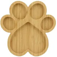 Melitt Claw Shaped Serving Tray with 5 Grooves 10 Inch Wooden Cutting Board Claw Candy Dish Bowl Separate Plate