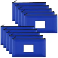 Melitt 10-Pack Bank Deposit Money Bags with Zipper, Leather Bags Wallet Pouches with Label, Makeup Bags, for Cash, Coins, Cet