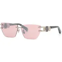 Philipp Plein Aurinkolasit SPP239M 62/12/145 Kiiltävä Palladium Metalli NAISILLE SPP239M