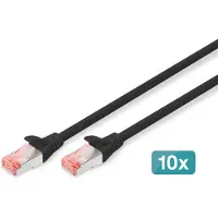 Digitus CAT 6 S-FTP PATCH CORD, CU, LSZH AWG 27/7, LENGTH 0.5 M, 10 PIECES, COLOR BLACK (DK-1644-005-BL-10)