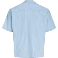 Jack & Jones Jormenton Poplin Stripe Resort Shirt Ss - Blue - XL