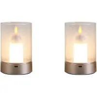 Wella 2X USB Candle Light Rechargeable Flameless Electric LED Candle Dancing Moving Candles Light Home Decoration