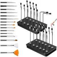 Jojomino Painting Stand Base Holder with 24 Clips & 15 Cleaning Brushes - Model Painting Base for Spraying Hobby, DIY Card Photo