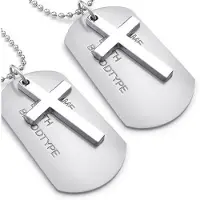 Tlily 2X Jewelry Men's Necklace, Army Style Tags Dog Tag Alloy Pendant with 68cm Chain, Silver color