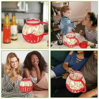 Tlily Microwave Popcorn Maker Bucket Microwave Bowl Machine Safe Silicone Lid Popcorn Maker Red