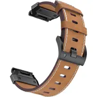 INF Aito nahkaranneke Garmin Fenix 8/7X/7/6/5/965 -kellolle Brown 26 mm