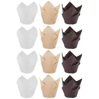 Tlily 800Pcs Tulip Cupcake Baking Cups, Muffin Baking Liners Holders, Rustic Cupcake Wrapper, Brown, White and Nature Color