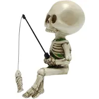 Tlily Skull Fishing Statue Resin Skeleton Fingures Skulls Crafts Decoration Aquarium Flower Pot Decoration Halloween Ornament