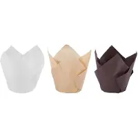 Typecat 200Pcs Tulip Cupcake Baking Cups, Muffin Baking Liners Holders, Rustic Cupcake Wrapper, Brown, White and Nature Color