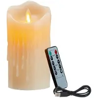 Tlily LED Candles, Flickering Flameless Candles,Rechargeable Candle, Real Wax Candles with Remote Control,15cm