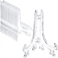 Tlily 24 Pieces Plastic Easel Plate Display Stands Holders Picture Easel At Weddings, Home Decoration (Clear, 5 Inch)