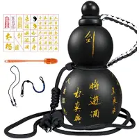 Tlily Chinese Retro-Inspired Gourd Style Water Bottle 800ML Gourd Water Bottle Gourd Sports Water Bottle Black