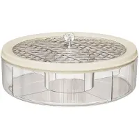 Tlily Transparent Luxury Fruit Plate with Lid Large Capacity Candy Box Divided Snack and Dried Fruit Storage Box