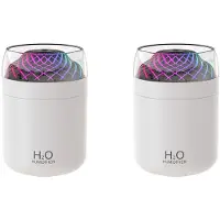 Melitt 2X Glass Cup Humidifier Colorful Light Bedside Table Decoration Night Light Usb Large Mist Humidifier White