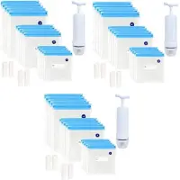 Melitt 60Pack Reusable Electric Vacuum Food Storage Save Sealer Cooker with 3 Hand Pump,3 Size Sealed Bag,12 Clip