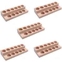 Tlily 5X 11 Holes Wooden Essential Oil Tray Handmade Natural Wood Display Rack Demonstration Station for 5-15Ml Bottles