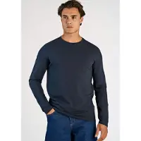 Lindbergh Basic O-Neck Stretch Tee L/S - Navy - L