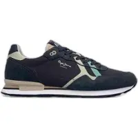 Pepe Jeans for man. PMS40007 Brit Road M grey leather shoes (45), Flat, Laces, Casual