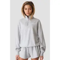 ICANIWILL Everyday Terry 1/4 Zip Sweatshirt W Light Grey Melange