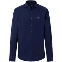 Hackett London for man. HM3010764 Navy Ess Stretch Pop Shirt (L), Casual, Cotton, Classic, Long sleeve