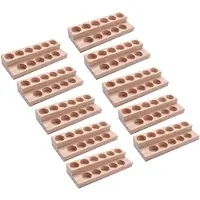 Tlily 10X 11 Holes Wooden Essential Oil Tray Handmade Natural Wood Display Rack Demonstration Station for 5-15Ml Bottles