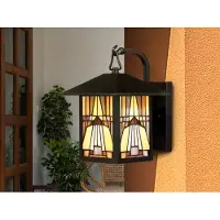QUOIZEL Ulkoseinävalaisin Inglenook, himmennettävä, Pronssi/messinki, Metalli, Jugend,