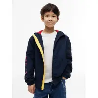 Tommy Hilfiger Välikausitakki 'Logo Graphic Relaxed' laivastonsininen / punainen