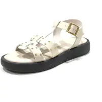 Wonders for woman. AB-1567 Mousse beige leather sandals (38), Flat, Buckle, Casual