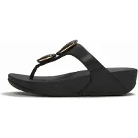 FitFlop Lulu Marbled-Stone Toe-Post Sandals - Black - 38