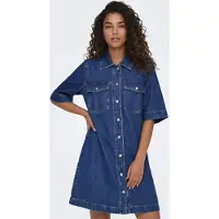 ONLY Onlbelle S/S Button Dress Dnm Gua Noos - Blue - M