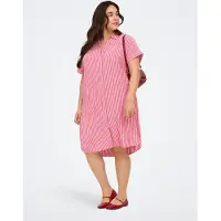 ONLY Carmakoma Carpenna S/S Shirt Knee Dress Wvn - Pink - 50