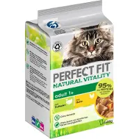 Perfect Fit 36x50g kana ja kalkkuna Natural Vitality Adult 1+ kissan märkäruoka