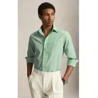 Ralph Lauren for man. 710B15595011 Green Custom Fit striped poplin shirt (S), Casual, Cotton, Long sleeve