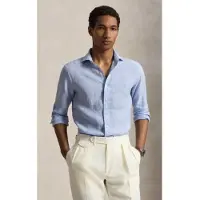 Ralph Lauren for man. 710B22589002 Blue Custom Fit linen shirt (S), Casual, Long sleeve