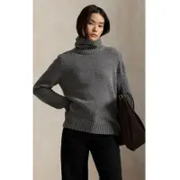 Ralph Lauren for woman. 211891667500 Gray wool turtleneck sweater (M), Casual, Grey, Long sleeve