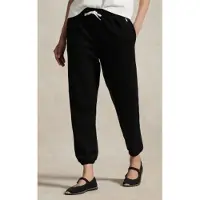 Ralph Lauren for woman. 211971694004 Black fleece jogger pants with drawstring (XS), Casual, Sport, Cotton