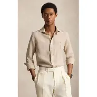 Ralph Lauren for man. 710B22589001 Beige Custom Fit linen shirt (XXL), Casual, Long sleeve