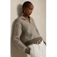 Ralph Lauren Striped Cotton-Blend Sweater - Grey - S