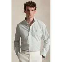 Ralph Lauren for man. 710B22585001 Green Custom Fit stretch poplin shirt (M), Casual, Cotton, Long sleeve