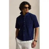 Ralph Lauren for man. 710B19621001 Relaxed navy cable knit terry shirt (M), Casual, Cotton, Short sleeve