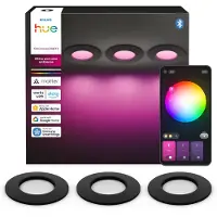 Philips Hue Slim upotettava valaisin, S, musta, 3 kpl