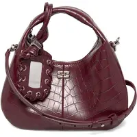 Ganni Hobo Mini Croco - Burgundy - ONE SIZE