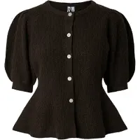 Pieces Pcsilly Ss Puff Knit Cardigan Noos Bc - Brown - S
