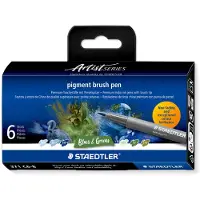 Staedtler Pigment Arts Brush Pen 6-setti Blue/Green