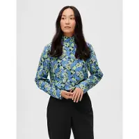 Selected Slfjana Ls Aop Top B - Blue - 34