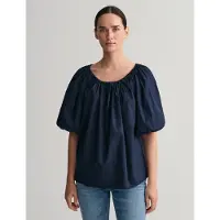 Gant Gathered Blouse - Blue - 32